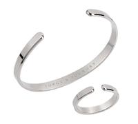 Forge & Foundry Men's Minimalist Titanium Cuff Bracelet | Versatile Unisize Waterproof | Design-Led Artisan Jewellery, from London | Ravick (Silver Set)