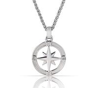 Forge & Foundry Men's Pendant with 22" Necklace Chain Included [Polished 18K Gold Plated or Polished Solid Stainless Steel] | Refined Hand-Crafted Jewellery (Silver North Star)