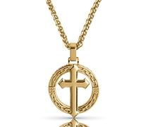 Forge & Foundry Men's Pendant with 22" Necklace Chain Included [Polished 18K Gold Plated or Polished Solid Stainless Steel] | Refined Hand-Crafted Jewellery (Gold Cross)