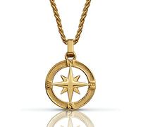 Forge & Foundry Men's Pendant with 22" Necklace Chain Included [Polished 18K Gold Plated] | Refined Hand-Crafted Jewelry, Designed by Jewelers, Forged for Men (North Star)