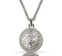 Forge & Foundry Men's Pendant with 22" Necklace Chain Included [Polished Solid Stainless Steel] | Refined Hand-Crafted Jewelry, Designed by Jewelers, Forged for Men (Silver Lion)