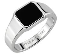 Forge & Foundry Men's Polished Stainless Steel and Onyx Gemstone Signet Ring | The Gentleman's Ring | Hand-Crafted Jewellery, Designed by Jewellers, Forged for Men - Q