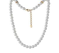 Forge & Foundry Men's Shell Pearl Necklace with 18k Gold-Plated Stainless Steel or Polished Stainless Steel Artist-Designed Custom Beads | 6mm and 8mm Pearls Sizes | (10mm pearl - 18K gold-plated)