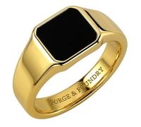Forge & Foundry The Gentleman's Ring Men's Stainless Steel and Onyx Signet | Design-Led Artisan Jewelry from London | Polished Black Onyx Gemstone | Classic Minimalist Men's Signet Ring