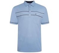 Forge Mens Polo t-Shirt Plain Self Stripe Polycotton Lightweight Causal Smart Polo tee top for Big Men UK - Sky Blue - 4XL