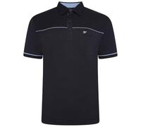 Forge Mens Polo t-Shirt Plain Self Stripe Polycotton Lightweight Causal Smart Polo tee top for Big Men UK - Navy - 5XL