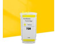 ForgeCore 130ML Refillable Ink Cartridge With Chip Compatible With 728 Printer Supplies For DesignJet T730 T830 Printer Replacement For Part Number 728(Y 1PC)