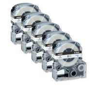 ForgeCore 5PK 9mm Black On White Standard Labels Compatible With Printer Supplies LW-400 LW-300 LW-700 LW600P K200BL For Part Number AS9KW LA-3WBN