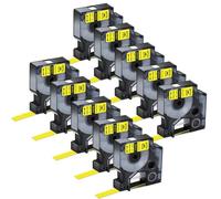ForgeCore Flexible Nylon Labels 3-10PK 12mm 19mm Tape Compatible With Printer Supplies A18488 A18490 S0718100 S0718080 For Part Number 1000 5200(10PK Black on Yellow)