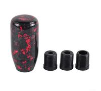 Forged Carbon Fiber Manual Gear Shift Knob, The Upgraded Gear Shift Lever Comes with M8, M10, And for M12 Adapters, for Various Vehicle Models(Red)