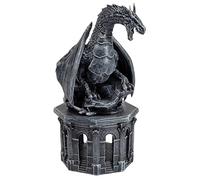 Forged Dice Co. Dragon Dice Jail - D&D Dice Holder and Storage Box with Removable Collectors Dragon Miniature - Fits Up To 2 Standard Polyhedral RPG Sets - Black Dragon