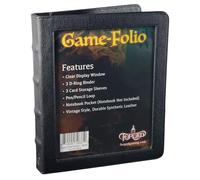 Forged Dice Co. Game-Folio PU Leather Portfolio Binder - Gaming Binder for DND Character Sheets with DND Spell Cards Organizer and Clear Front Pocket - Compatible with Dungeons and Dragons RPG - Black