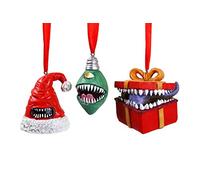 Forged Dice Co. Monstrous Merrymakers Holiday Mimic Ornament Set of 3 Resin and Hand Painted Mimic Santa Hat, Christmas Tree Lightbulb, and Gift Box DND Monster Ornaments