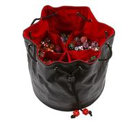 Forged Dice Co. Pouch of The Endless Hoard Dice Bag - Holds Over 1,000 Polyhedral Dice - Dice Storage Bag with 7 Pockets - Perfect for Bulk Dice - Black/Red