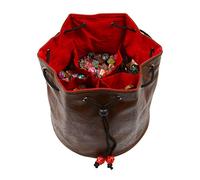 Forged Dice Co. Pouch of The Endless Hoard Dice bag - Holds Over 1,000 Polyhedral Dice - Dice Storage Bag with 7 Pockets - Perfect for Bulk Dice - Brown/Red
