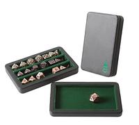 Forged Dice Co. Premium 3-Row Case - Combination Box and Tray - Protects Polyhedral Sets - Felt-Lined Storage Rows - Magnetic Lid Closure - Perfect Metal Dice Storage - Green