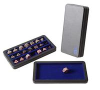 Forged Dice Co. Premium Large Divided Dice Case - Combined Dice Box and Dice Tray - Holds Polyhedral Dice Sets - 21 Felt-Lined Chambers - Magnetic Lid Closure - Perfect Metal Dice Storage Box - Blue