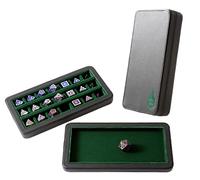 Forged Dice Co. Reliquary Standard Divided Dice Case with Dice Tray for Polyhedral Dice Sets - 21 Felt-Lined Chambers - Magnetic Lid Closure - Metal Dice Storage Box - Green