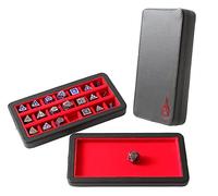 Forged Dice Co. Reliquary Standard Divided Dice Case with Dice Tray for Polyhedral Dice Sets - 21 Felt-Lined Chambers - Magnetic Lid Closure - Metal Dice Storage Box - Red