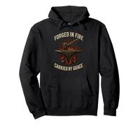 Forged in Fire Carried by Grace Rugged Christian Message Pullover Hoodie