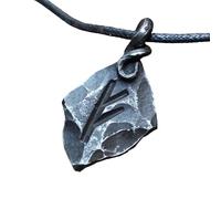 Forged Iron Fehu Feoh Fe Rune Amulet Runic Nordic Pendant Talisman Necklace Viking Jewelry Gift