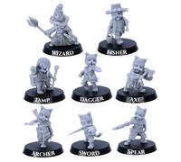 Forged Terrain Cat Folk Miniatures Set - 8 Cat Miniatures for Tabletop RPGs | 28mm Scale Fantasy Models | DnD, Wargames | Epic Miniatures Licensed | Resin Unpainted Figures Collectors & Gamers
