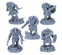 Forged Terrain Descendants of Tyr - 5 Viking Barbarian Miniatures | 32mm Scale Resin Models | Daybreak Miniatures | Unpainted RPG Figures | D&D Playable Characters & Wargaming Heroes
