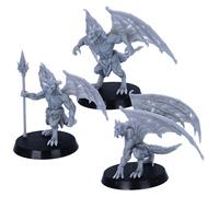 Forged Terrain Devil Minions - 3 Gargoyle Miniatures for Tabletop RPGs | 32mm Base Fantasy Monsters | DnD, Wargames | Epic Miniatures Licensed | Resin Unpainted Figures for Gamers & Painters