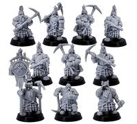 Forged Terrain Dwarf Miner Miniature Set 32mm scale - Unpainted Fantasy Figures for Tabletop RPG DnD Fantasy Tabletop Gaming g Dwarven Army Unit Figures