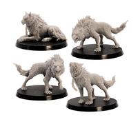 Forged Terrain Fenrir Wolf Set - 4 Miniature Wolves for Tabletop RPGs | 28mm-32mm Scale Fantasy Models | DnD, Pathfinder, Wargames | Epic Miniatures Licensed | Resin Unpainted Figures with 50mm Bases