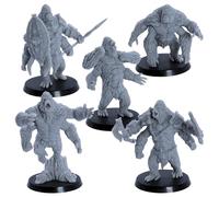 Forged Terrain Girallon Miniatures - 5 Giant Ape Monsters for DnD | Jungle Gorilla Beasts with 4 Arms | 60mm Resin Models by Epic Miniatures | Unpainted, Assembled with 40mm Bases
