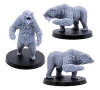 Forged Terrain Grizzly Bear Miniatures Set - 3 Bears | 28mm Scale | 3 detailed grizzly bear miniatures with 50mm round bases for tabletop gaming