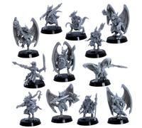 Forged Terrain Kobold & Winged Kobold Miniature Set - 12 Resin RPG Monster Figures | 32mm Fantasy Creatures | DnD, Pathfinder, Wargames | Epic Miniatures | Unpainted Figures with 25mm Bases
