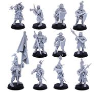 Forged Terrain Medieval Knights Swordsmen on Foot Core Unit, Highlands Miniatures Historical Role Playing Tabletop RPG Games Fantasy Figures Wargames Figurines TTRPG NPC Wargaming