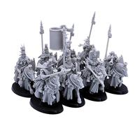 Forged Terrain Medieval Royal Knights Cavalry Spearmen, Highlands Miniatures Historical Role Playing Tabletop RPG Games Fantasy Figures Wargames Figurines TTRPG NPC Wargaming