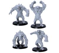 Forged Terrain Mountain Trolls Miniature Set - 4 Fantasy Monster Models | 28mm-32mm Scale | Unpainted Resin Figures for Tabletop RPGs, D&D, Wargaming, Pathfinder