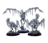 Forged Terrain Skeletal Vultures - Set of 3 Undead Bird Miniatures | 32mm Fantasy Monsters for DnD & Tabletop Wargames | Highlands Miniatures | Resin Figures with 40mm Round Bases (Unattached)