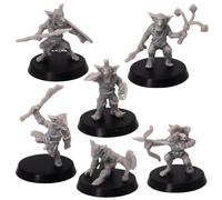 Forged Terrain Wicked Tribal Goblins 28mm Miniature Figure for Dungeons and Dragons Tabletop Gaming, 6x Unpainted Goblins with 25mm Base, Fantasy TTRPG Role Playing Games