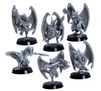 Forged Terrain Winged Kobold Miniature Set - 6 Flying Kobolds with 25mm Bases | DnD Monsters | Epic Miniatures | Resin Unpainted Figures for RPGs & Wargames
