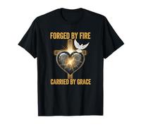Forged Through Fire Carried by Grace Christian Cross Dove T-Shirt