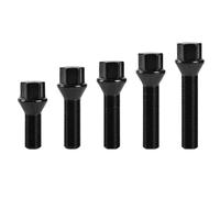 Forged Wheels Spacer 10pcs M14x1.25/M14x1.5 Black Lug Bolts 17 Hex 28mm/40mm/42mm/45mm/47mm Thread Shank Length Wheel Bolts Cone Seat(40mm,M14x1.5)