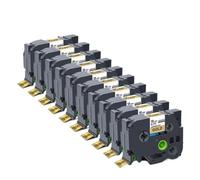 ForgediY 10Pcs 18mm 241 Laminated Label Black On White Compatible With 241 441 541 641 741 841 For PT Label Maker(Black on Gold)