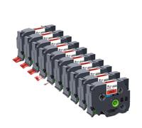 ForgediY 10Pcs 18mm 241 Laminated Label Black On White Compatible With 241 441 541 641 741 841 For PT Label Maker(Black on Red)