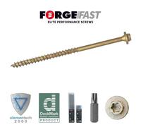 Forgefix Hexagonal/TORX Compatible Timber T30 Screws Tan 7x200mm Tub 50 FORTF720