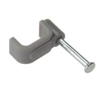 F&F Cable Clips ForgeFix Flat 1.50mm Grey Plastic, Zinc-Plated Nail, Box 100