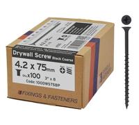 Fandf 100DWS75BP Drywall Screw - Coarse Thread - Black Phosphate 4.2 X 75Mm (Box Of 100)