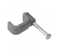 ForgeFix Cable Clips - Flat | 2.50mm | Grey Plastic Clip, Zinc Plated Nail | Box 100