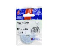 Forgefix Flat Washers ZP M10 x 40mm ForgePack 6, bright zinc plated for increased corrosion resistance