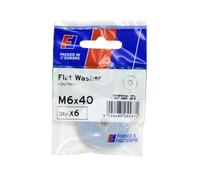 Forgefix Flat Washers ZP M6 x 40mm ForgePack 6, bright zinc plated for increased corrosion resistance