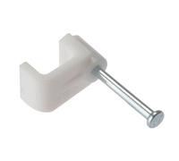 Forgefix Flat White Cable Clips Box Of 100 For Secure Installation